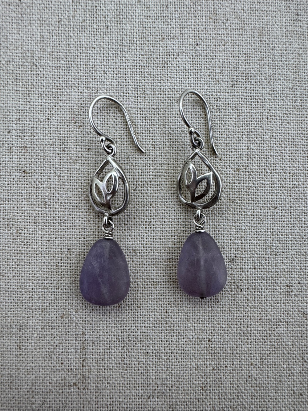 💛Silpada Sterling Silver “Purple Reign” Leaf & Amethyst Drop Earrings | Designer